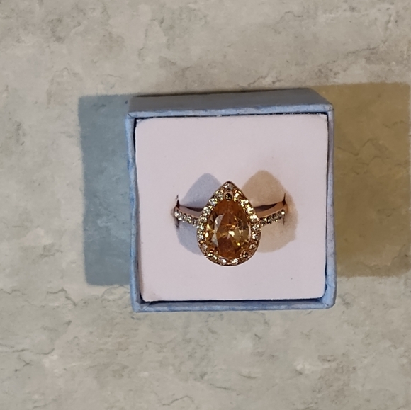 NIB Bloomingdale's Rose Gold Vermeil 3ct Morganite Teardrop Ring Size 7 - Picture 2 of 14